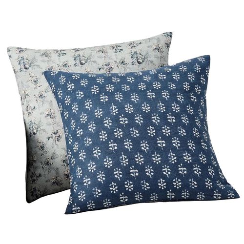 Pottery Barn Jenna Reversible Printed Cushion Cover 51cm Blue